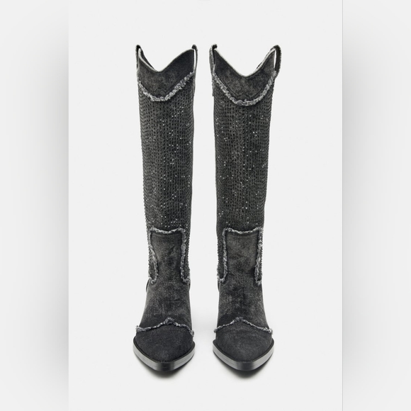 RHINESTONE DENIM COWGIRL BOOTS BY ZARA - Picture 7 of 15